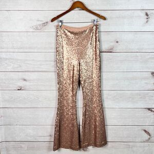 Anthropologie Joni Sequin High Rise Flared Pants
